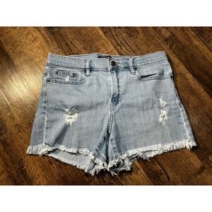 Calvin Klein Jeans Shorts Women 29 Blue Denim Distressed Mid Rise Cutoff Stretch
